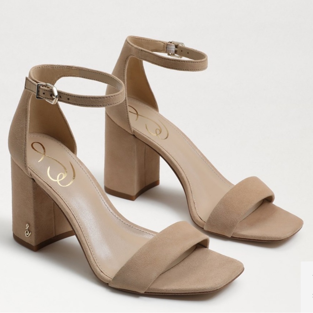Sam Edelman Daniella Block Heel Sandal size 7.5 Oatmeal Suede